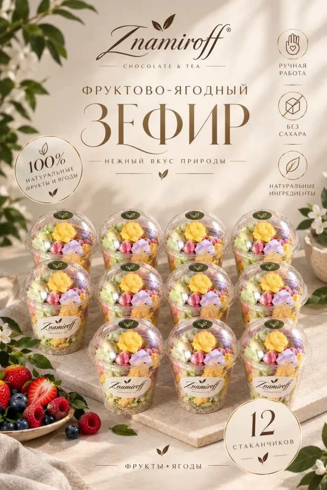  Зефир в стаканчиках без сахара(коробка 12шт по 100гр) в Качканаре