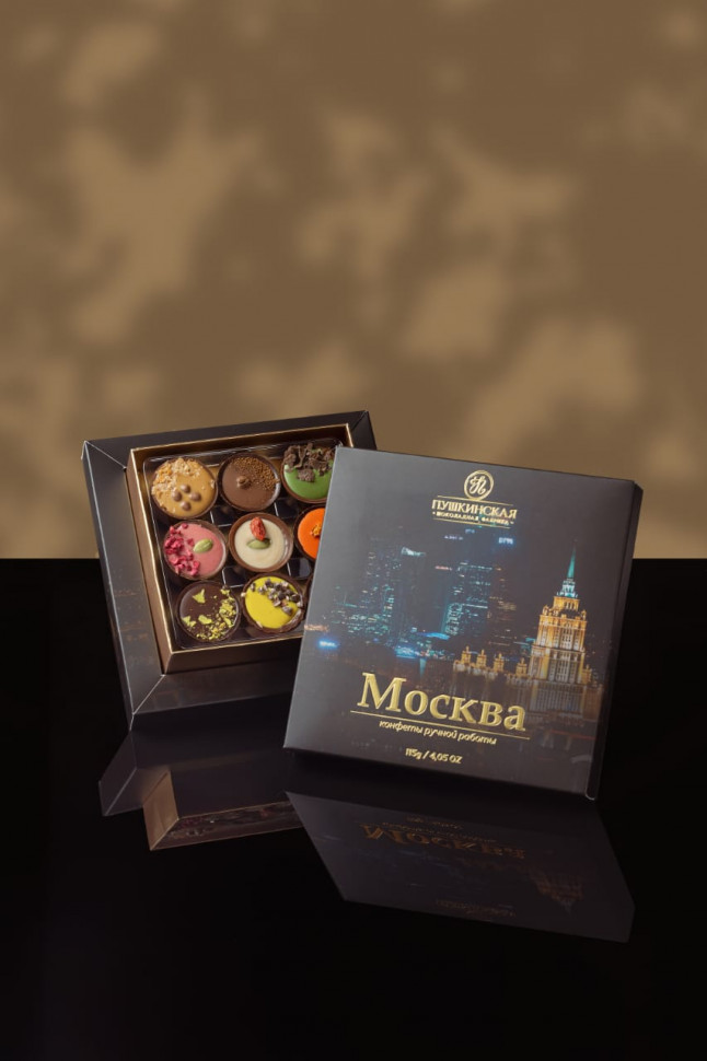  Пушкинская фабрика Конфеты Ассорти (Москва), 115г(чёрная коробка) в Качканаре