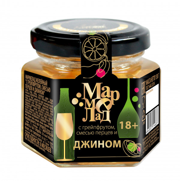 №2 Мармелад в банке "С грейпфрутом, смесью перцев и джином" 130г (18+)  в Качканаре